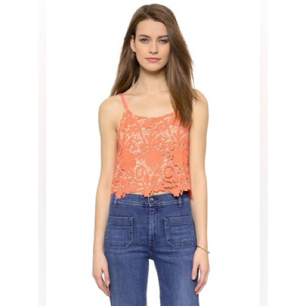 ALICE + OLIVIA Lace Pattern Alanis Cami Crop Top S NWOT